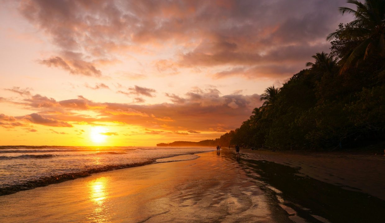 Sunset over a quiet Pacific beach in Costa Rica